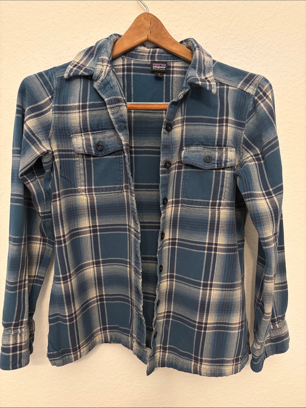 Patagonia Women's Blue Plaid Organic Cotton Shirt